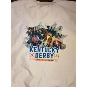 2XL 2021 Kentucky Derby Windbreaker Graphic Print Horses Money